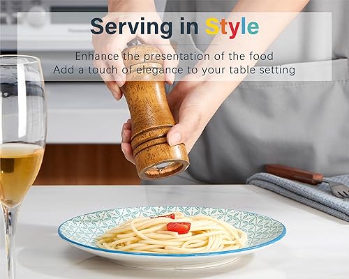 Miniatura 4 de ONEMORE Juego de 6 platos llanos de porcelana de 8.5 pulgadas, platos pequeños de cerámica para ensalada, postre, aperitivo, aptos para microondas,