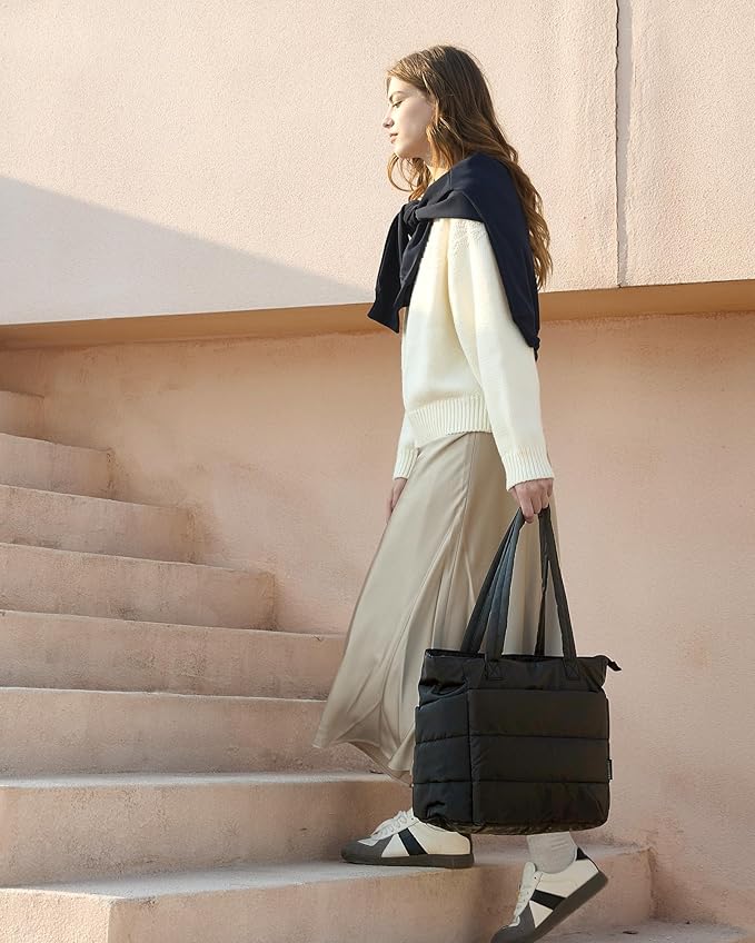 BAGSMART Tote Bag for Women, Lightweight Puffy Tote Bag with Compartments Shoulder Bag Handbag for Travel, Work, Gym miniatura 2