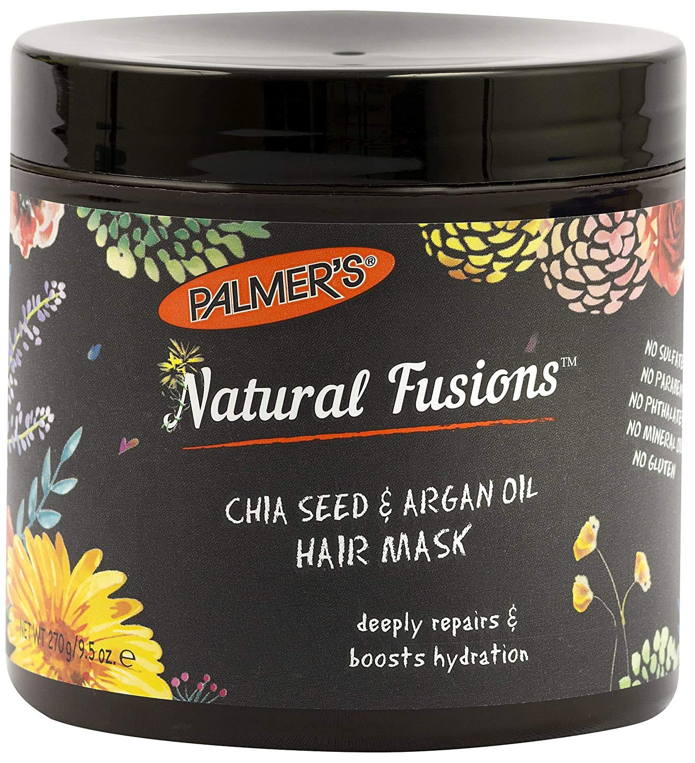 Palmer's Natural Fusions Chia Seed and Argan Oil Hair Mask, for Deep Repair and Hydration, 9.5 Ounces