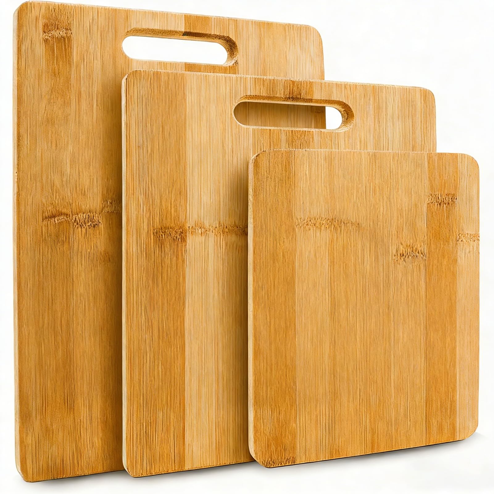 Tavola da taglio in legno 3PCS, Tavola da taglio a prova di bambù a prova di scivolo, Grado alimentare doppio lato, Tavoli da taglio a tappeto per carne, verdure