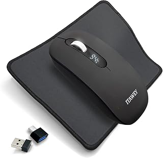 ITAWEY Wireless Mouse & Pad Combo - LCD Display, Bluetooth & USB Receiver, Tri-Mode, Rechargeable, Quiet Clicks, with USB- Price In India