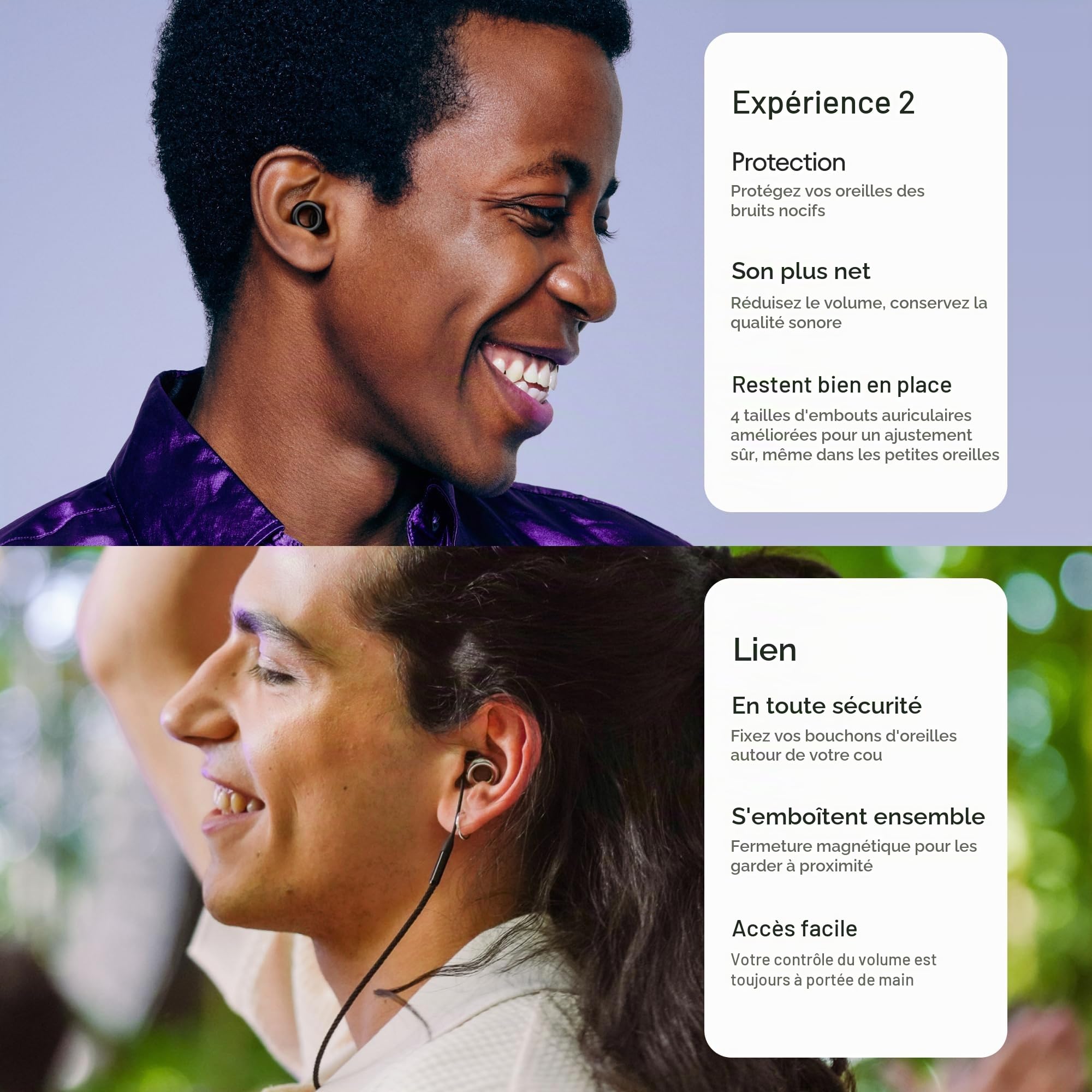 Loop Earplugs, coffret Experience Link – Experience 2 + Link | Bouchons d’oreille réutilisables pour la sensibilité au bruit, les concerts, spectacles, festivals, la conduite à mot