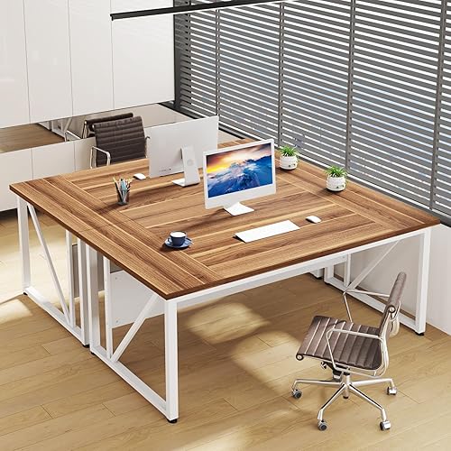 Miniatura 88 de Tribesigns Escritorio simple para computadora de 55 pulgadas, mesa de escritorio de oficina en casa para estación de trabajo, nogal oscuro + patas