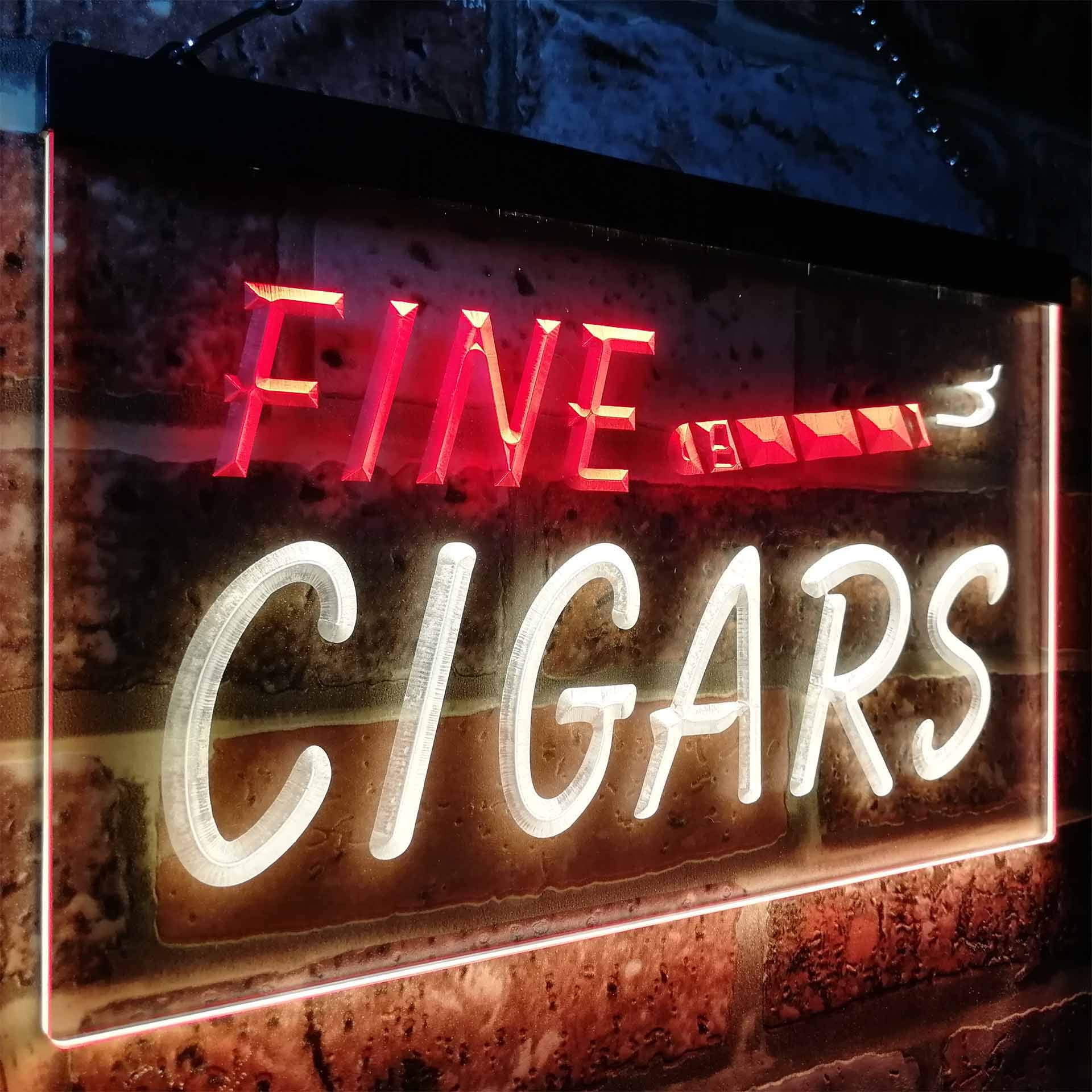 ADVPRO Fine Cigars Shop Open Dual Color LED Enseigne Lumineuse Neon Sign Rouge et Jaune 600 x 400mm st6s64-i0510-ry