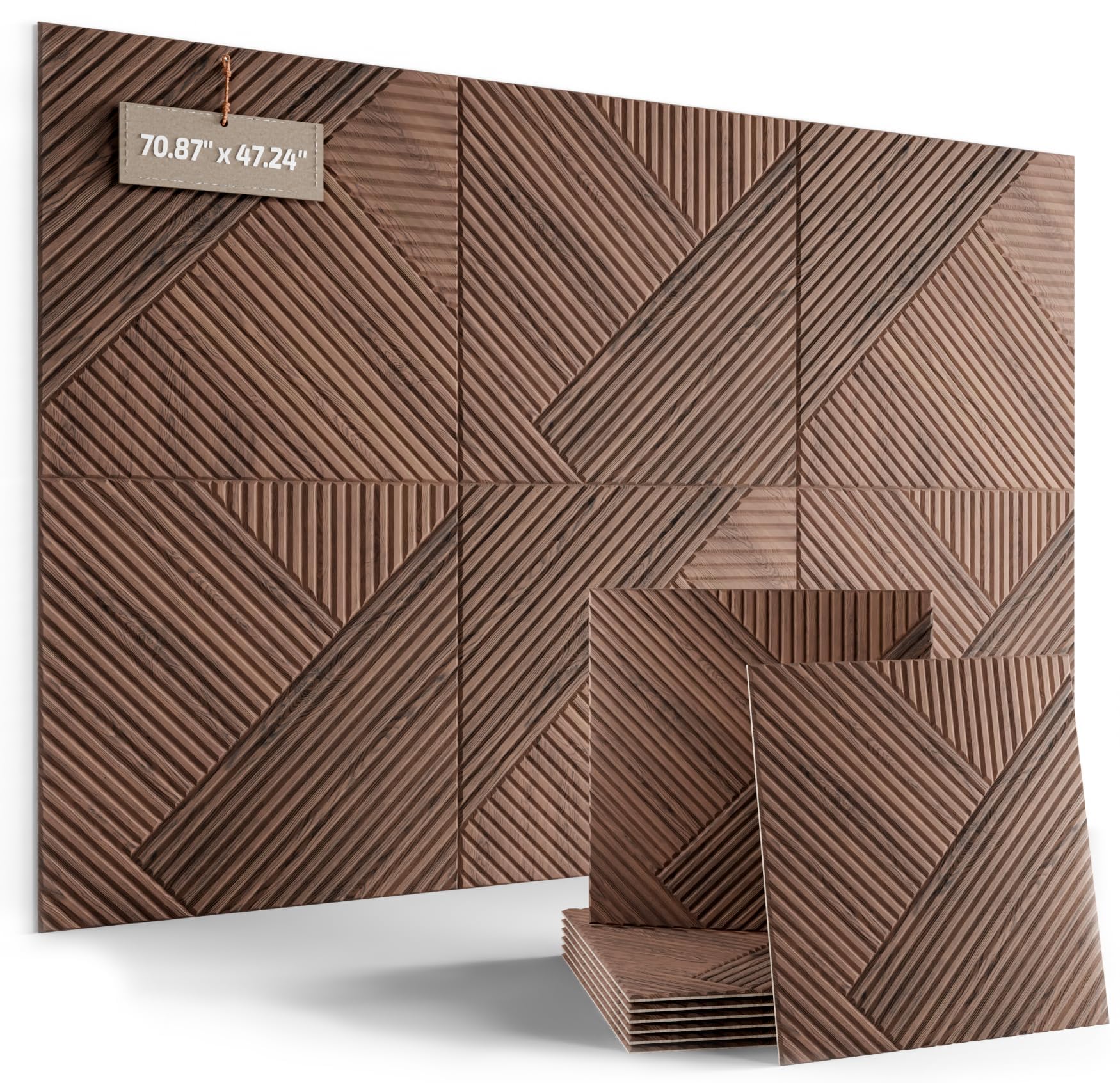 Fluxynara Akustikpaneele 180×120 cm, 6er-Set, Walnuss/Raute