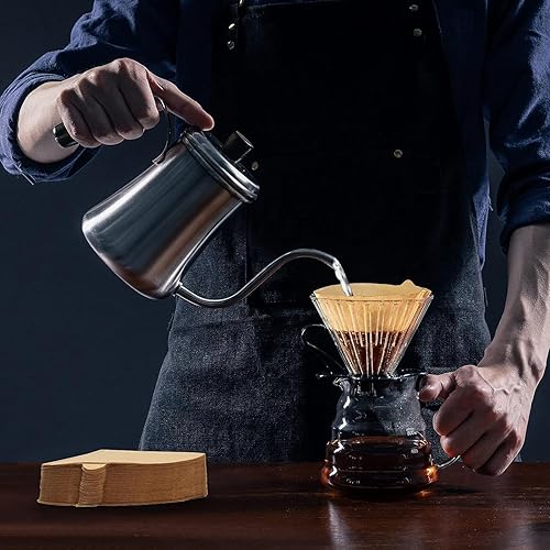 Miniatura 5 de V60 Filtros de café, filtros de café en cono #2, filtro natural sin blanquear para verter sobre café compatible con gotero y cafetera V60, 1-4 tazas