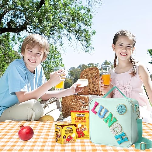 Miniatura 5 de Lonchera aislada con correa ajustable para el hombro, lonchera de nailon preppy grande con aislamiento, bolsa de almuerzo reutilizable con bolsa de