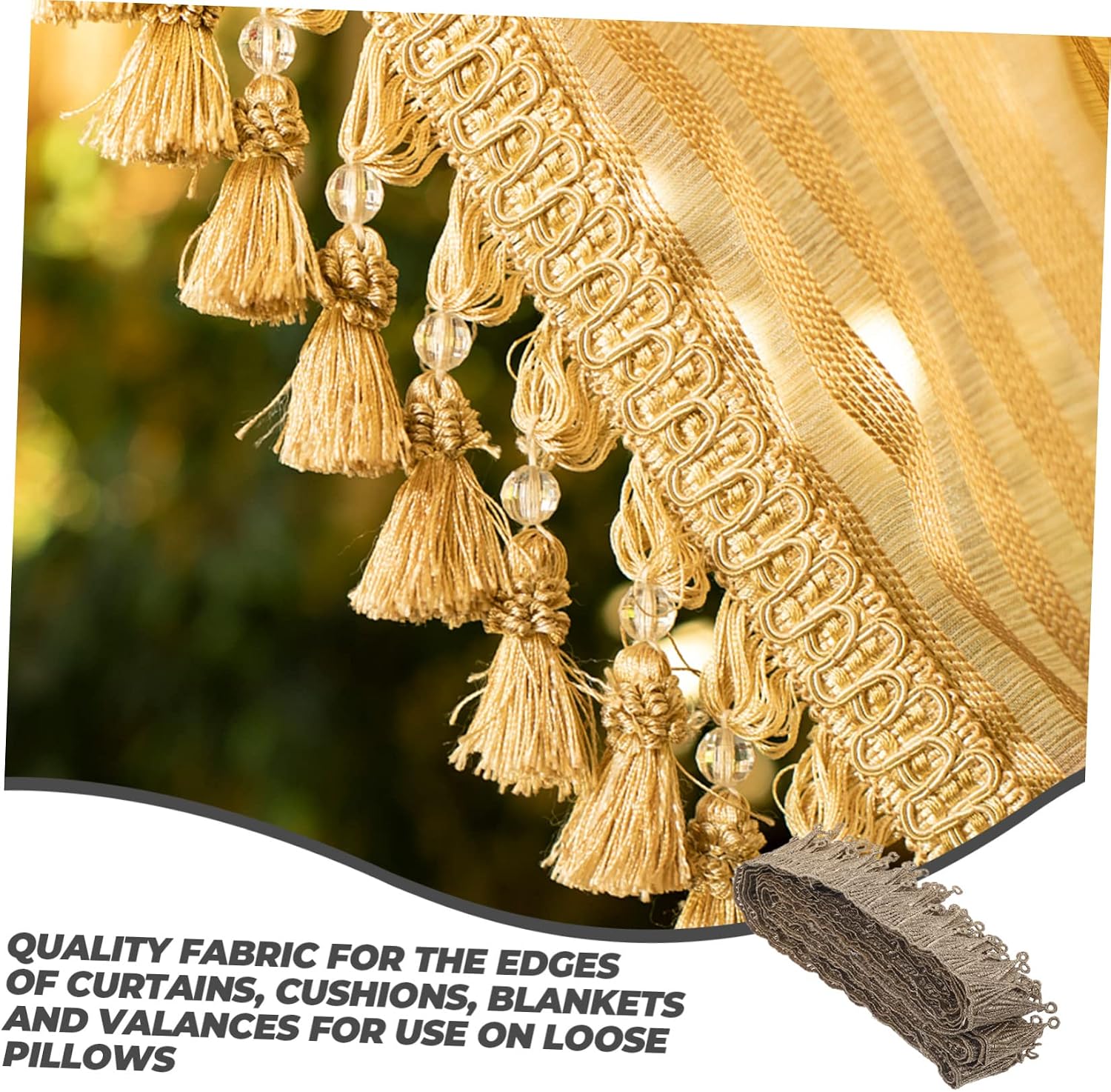 Golden Curtain Lace Trim for DIY Sewing Decorative Fringe