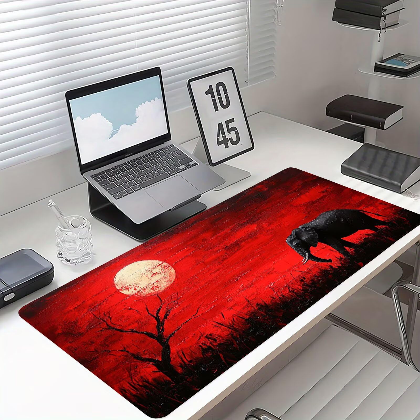 Podkładka pod mysz ze słoniem XXL Księżyc Podkładka pod mysz 1600 x 800 x 4 mm Podkładka pod mysz do gier, duża wodoodporna antypoślizgowa mata na biurko, podkładka pod mysz szyte krawędzie dla