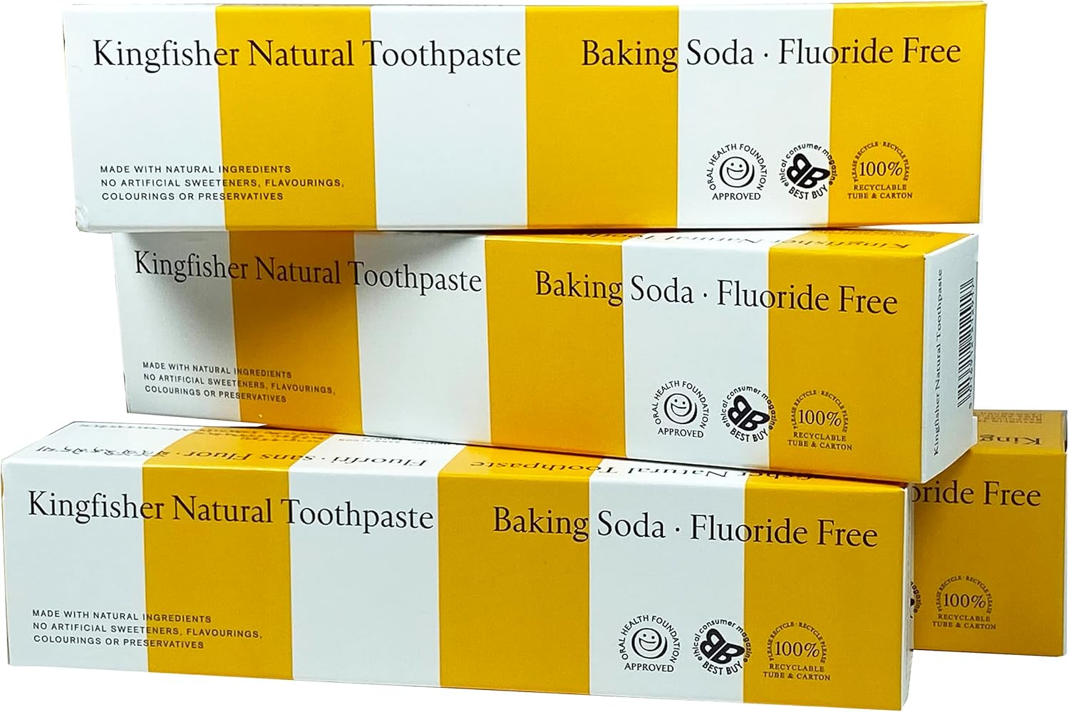 Kingfisher Baking Soda & Mint Toothpaste 4 x 100ml Amazon.co.uk