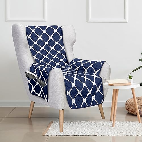 Miniatura 22 de Elegant Comfort Bloomingdale - Protectores acolchados para muebles, fundas reversibles de diseño sólido e impreso con correas elásticas y bolsillos