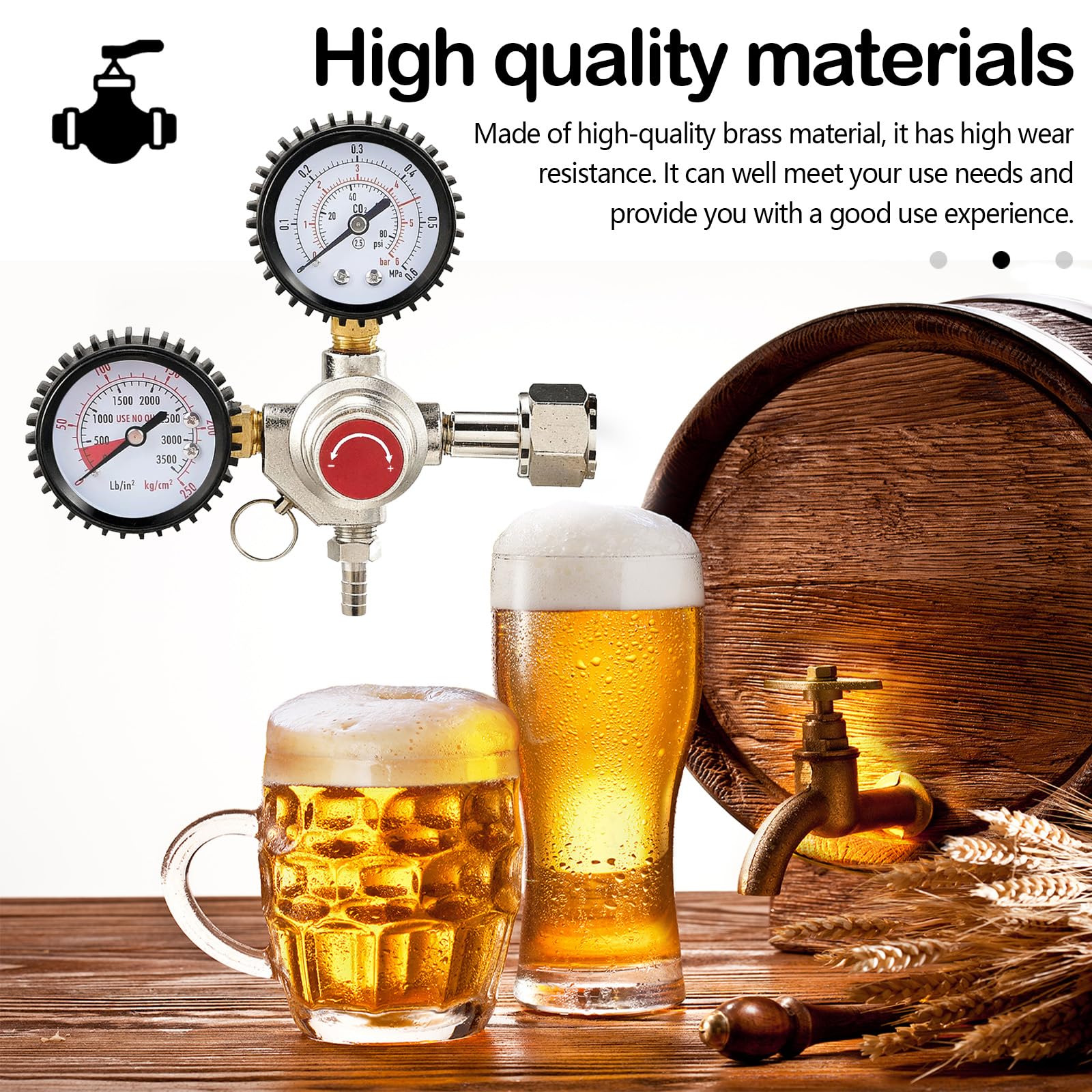 CO2 drukregelaar Basic 2 manometers 1 keg aansluiting
