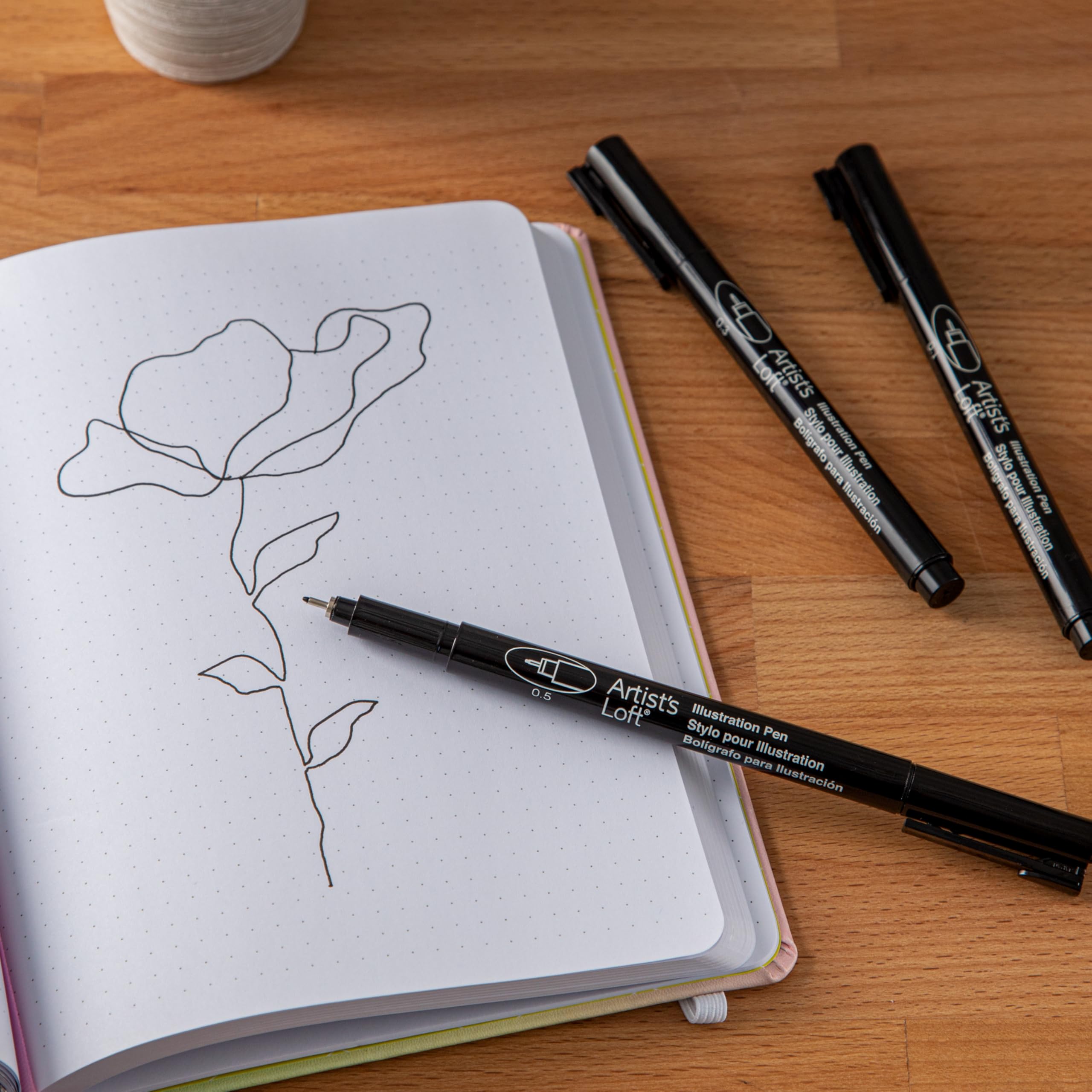 Artist's Loft Black Illustration Pens Waterproof Archival Ink, Acid Free Pen for Use on Plastic, Metal, and Paper - 3 Pack