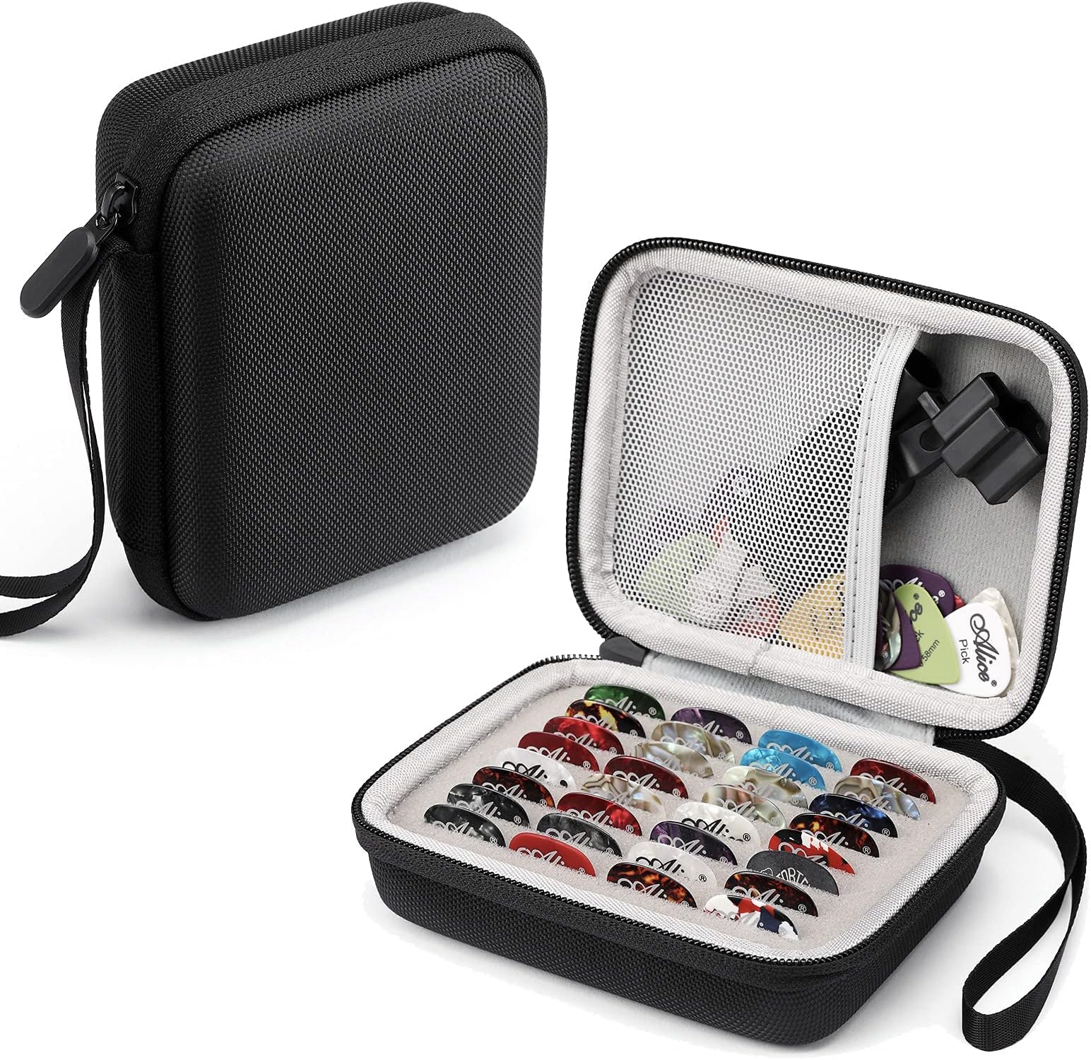 Guitar Pick Holder Case, Universal Storage Pouch for Fender, D'Addario, Dunlop & More, Durable Black Accessory for Musicians