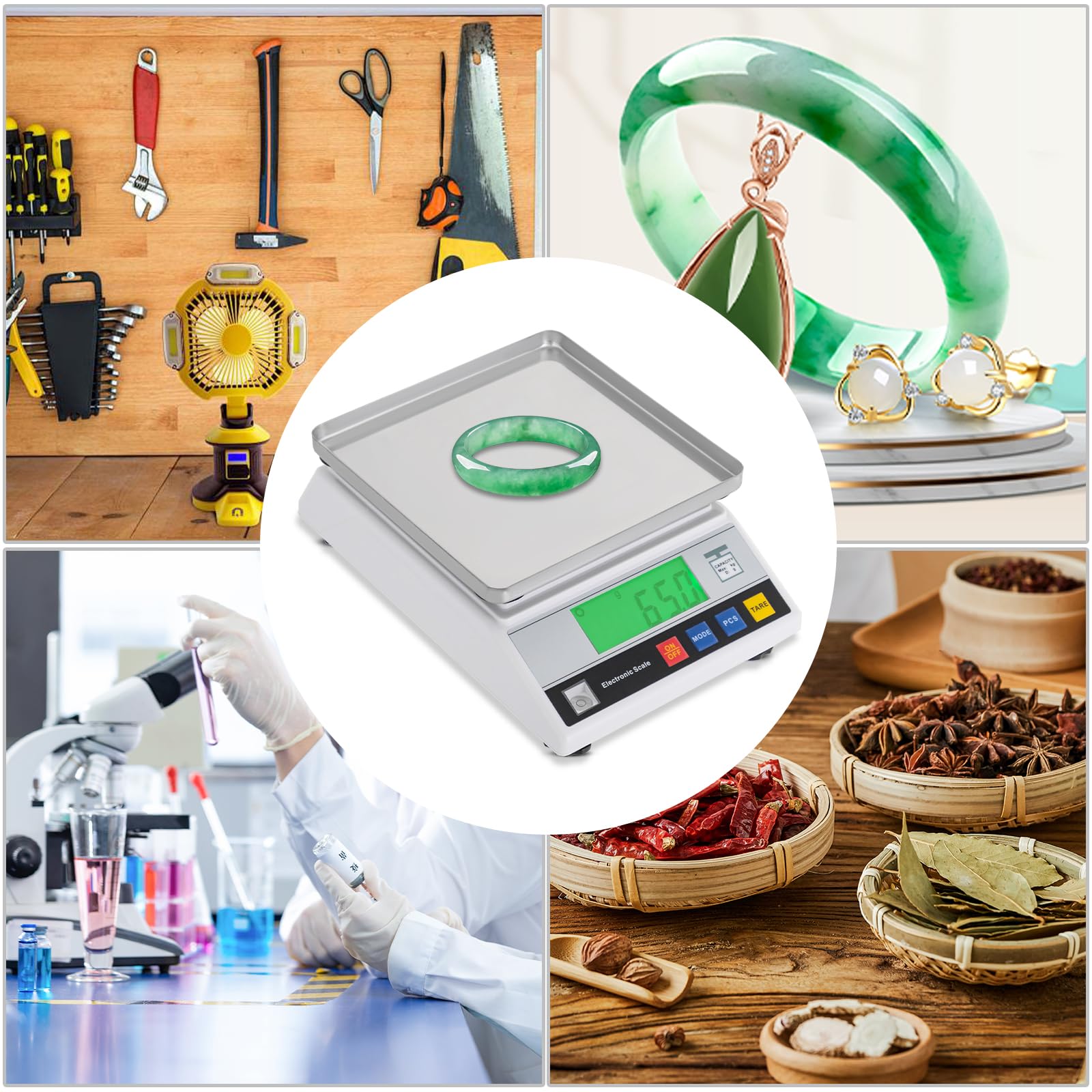 Waga precyzyjna, 6 kg, 0,1 g, waga kuchenna, dokładna waga kuchenna, elektroniczna waga laboratoryjna z wyświetlaczem LCD, funkcja liczenia, do laboratorium, kuchni, magazynu