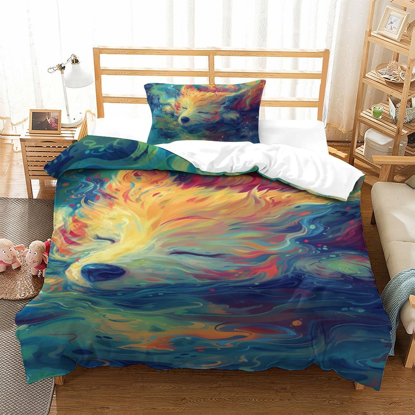Housse de couette renard pour chambre d'enfant et ado lit single