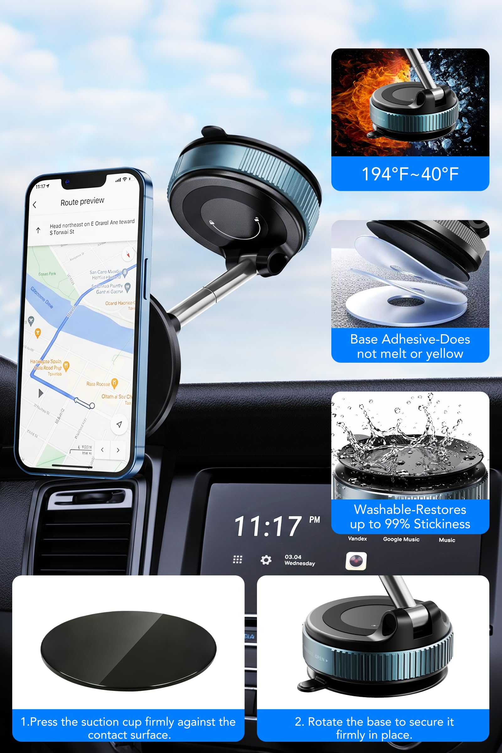 2026 Supporto Magnetico Cellulare Auto, Supporto Telefono Auto per Magsafe | Magnete Super Compatibile con tutti i telefoni con iPhone 17-12 Pro MAX e Android, 360° Rotazione Pieghevole, Nero