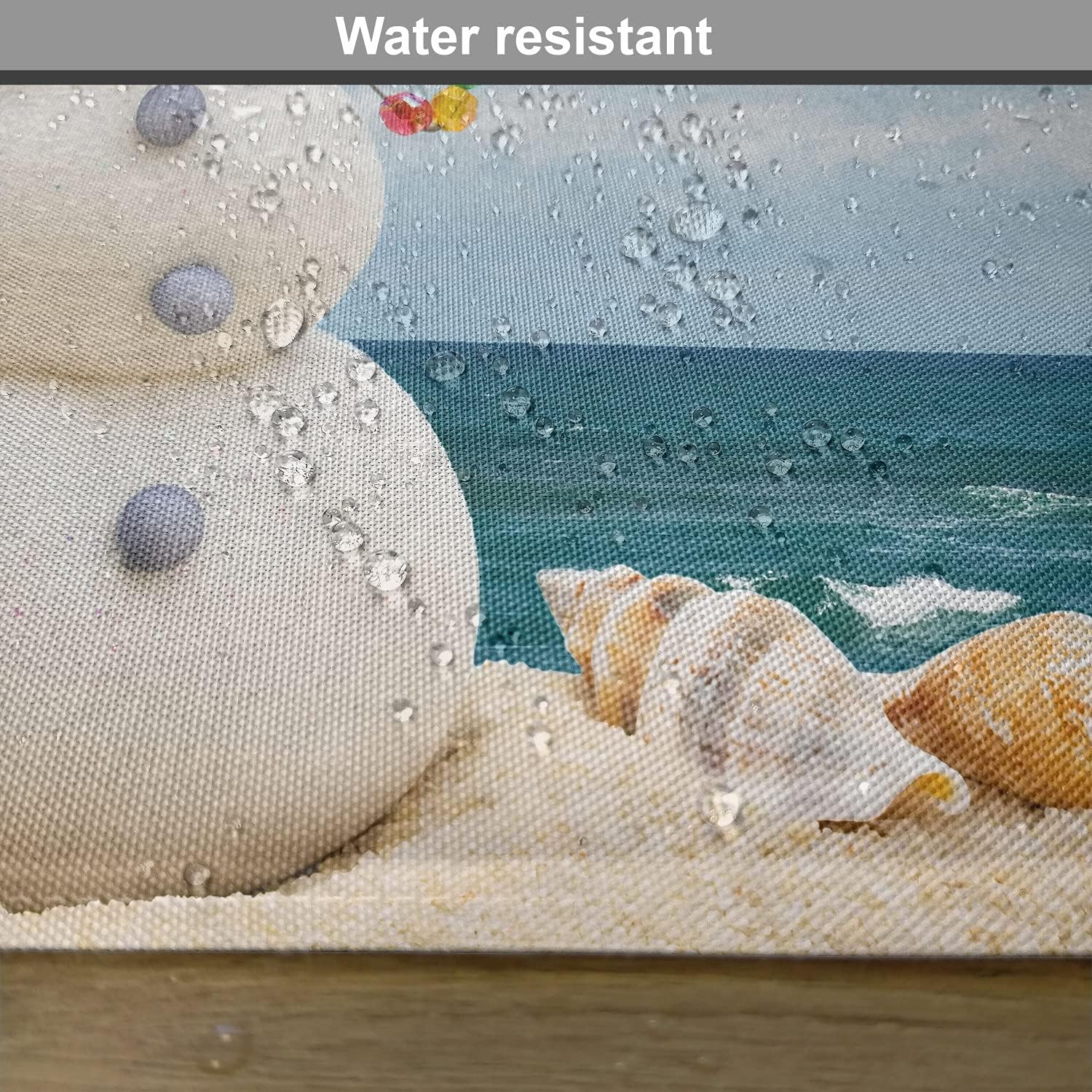 Ambesonne Snowman Place Mats Set of 4, Winter Vacation Holiday Theme Figure Seashells Sitting on Sandy Beach Coastal, Washable Fabric Placemats for Dining Table, Standard Size, Blue Sand