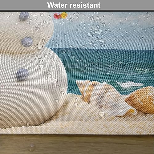 Miniatura 5 de Ambesonne Juego de 4 manteles individuales de muñeco de nieve, figuras temáticas de vacaciones de invierno, conchas marinas sentadas en la costa de