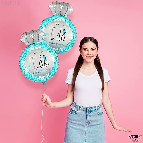 Miniatura 5 de KatchOn, Globo de anillo de diamante azul y plateado, 25 pulgadas, paquete de 2  Globo de anillo de compromiso para fiesta de compromiso  Anillo de