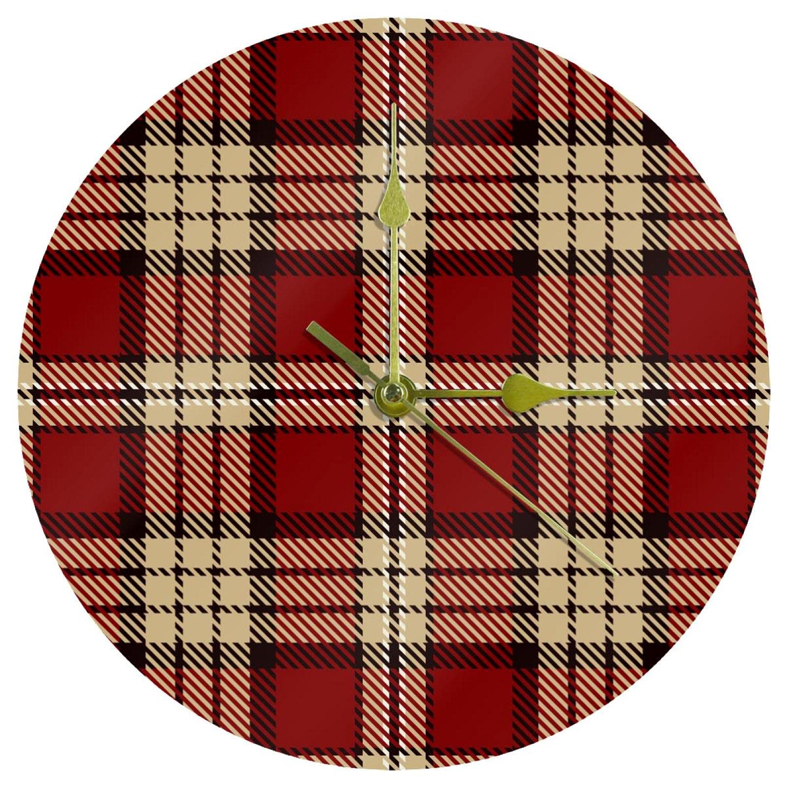 Horloge murale silencieuse sans tic-tac en acrylique beige et rouge