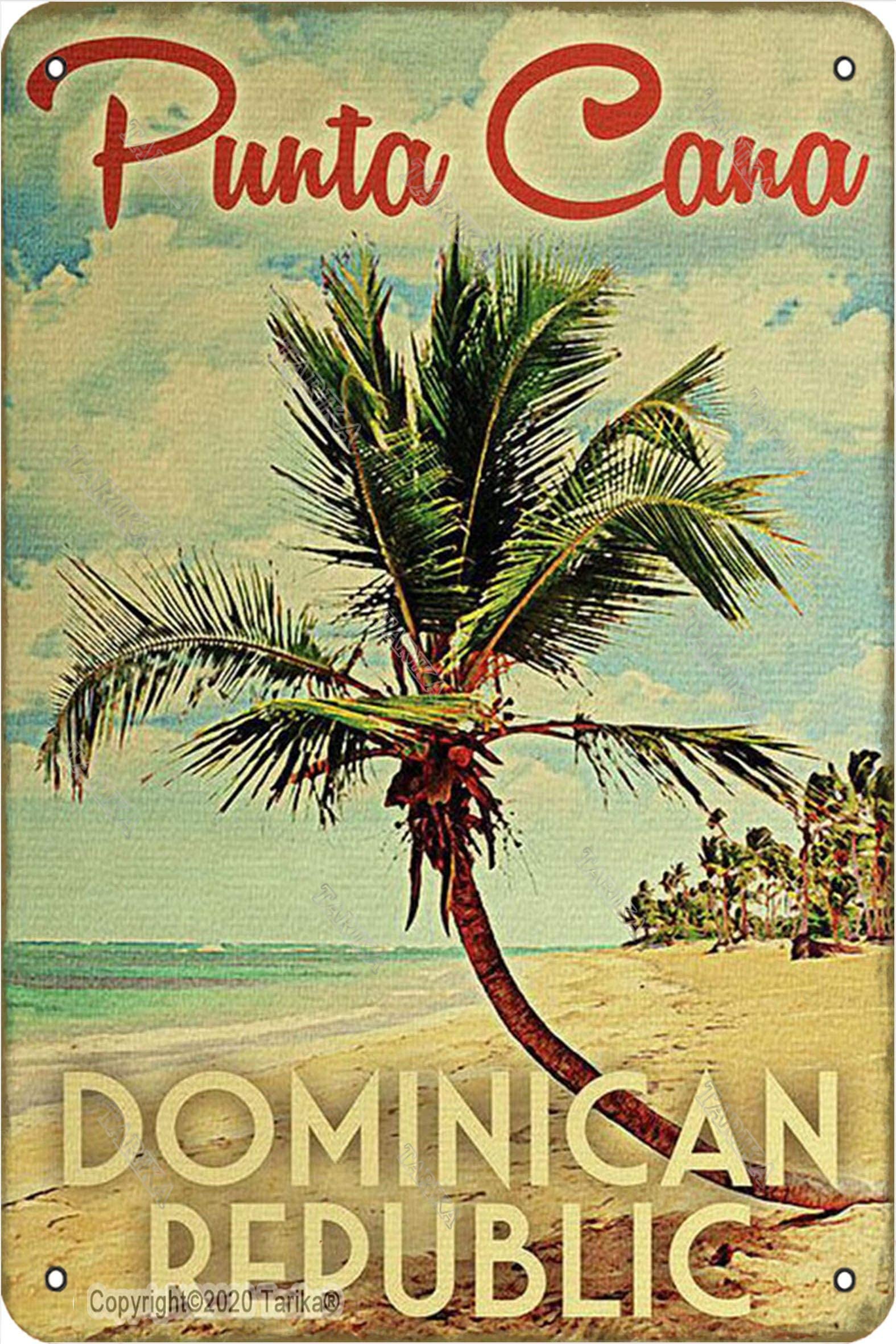 OSONA Punta Cana Dominican Republic Retro Look Tin 8X12 Inch Decoration Plaque Sign for Home Kitchen Bathroom Farm Garden Garage Inspirational Quotes Wall Decor