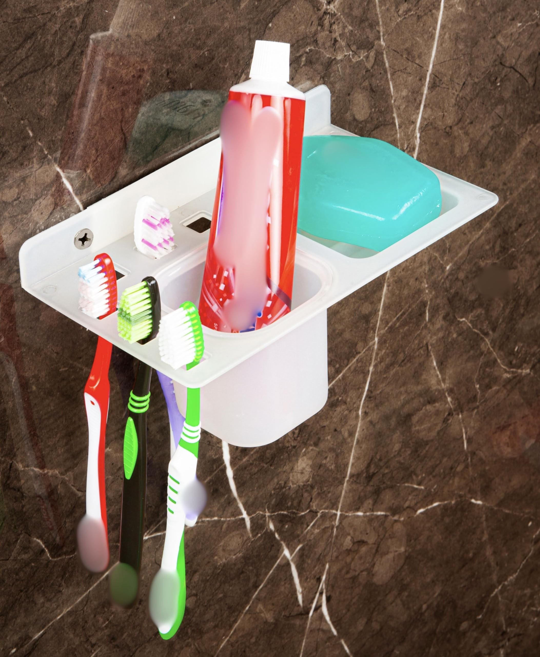 Unbreakable ABS Plastic 3 in 1 Soap Dish Holder Glass Tumbler and Tooth Brush Holders, Soap Stand, Soap Case, Soap Holder Stand Wall Mounted for Bathroom (White) (B0D989DVND) Amazon Price History, Amazon Price Tracker