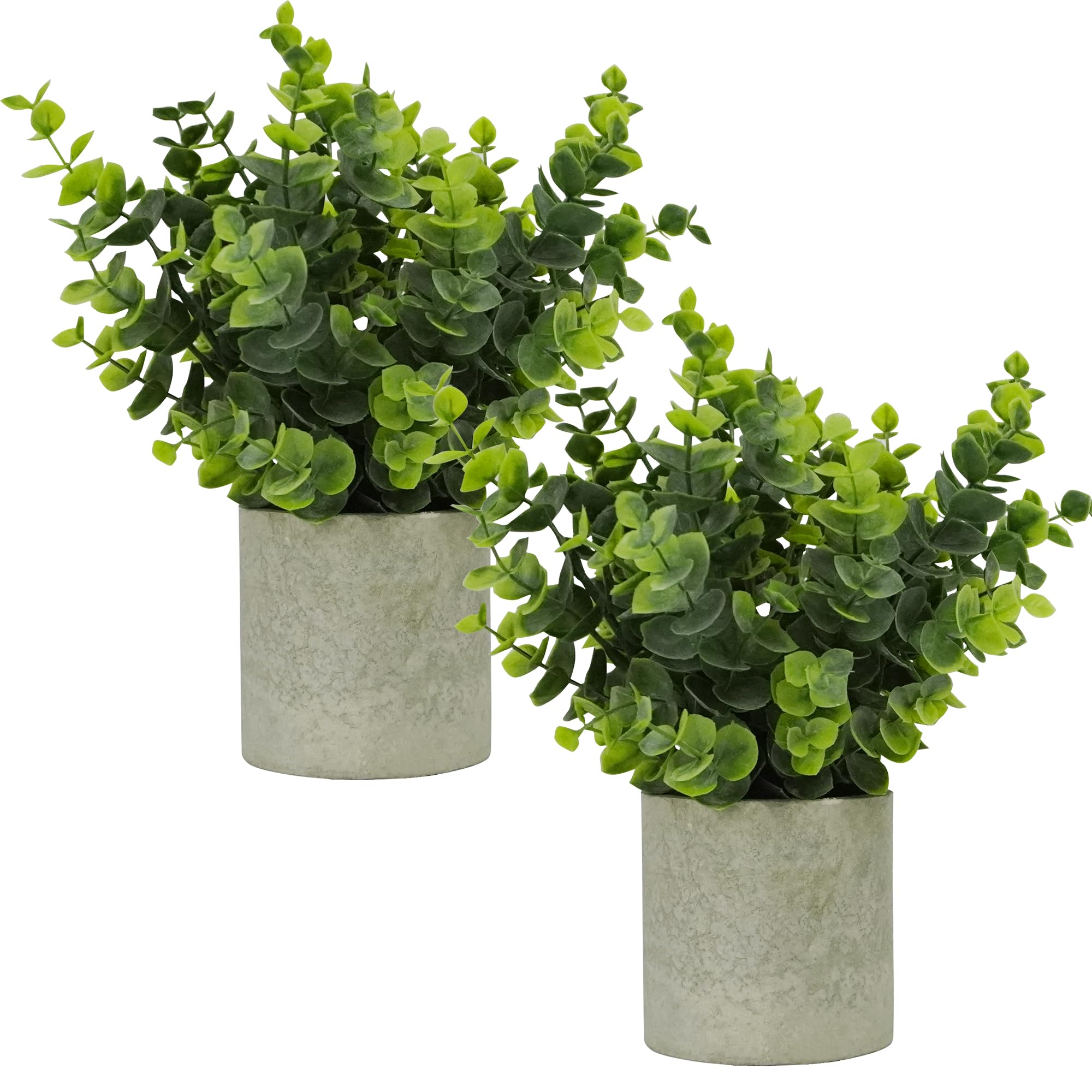 Small Fake Eucalyptus Plants - Mini Potted Artificial Succulents for Home Decor - Bedroom, Office, Living Room