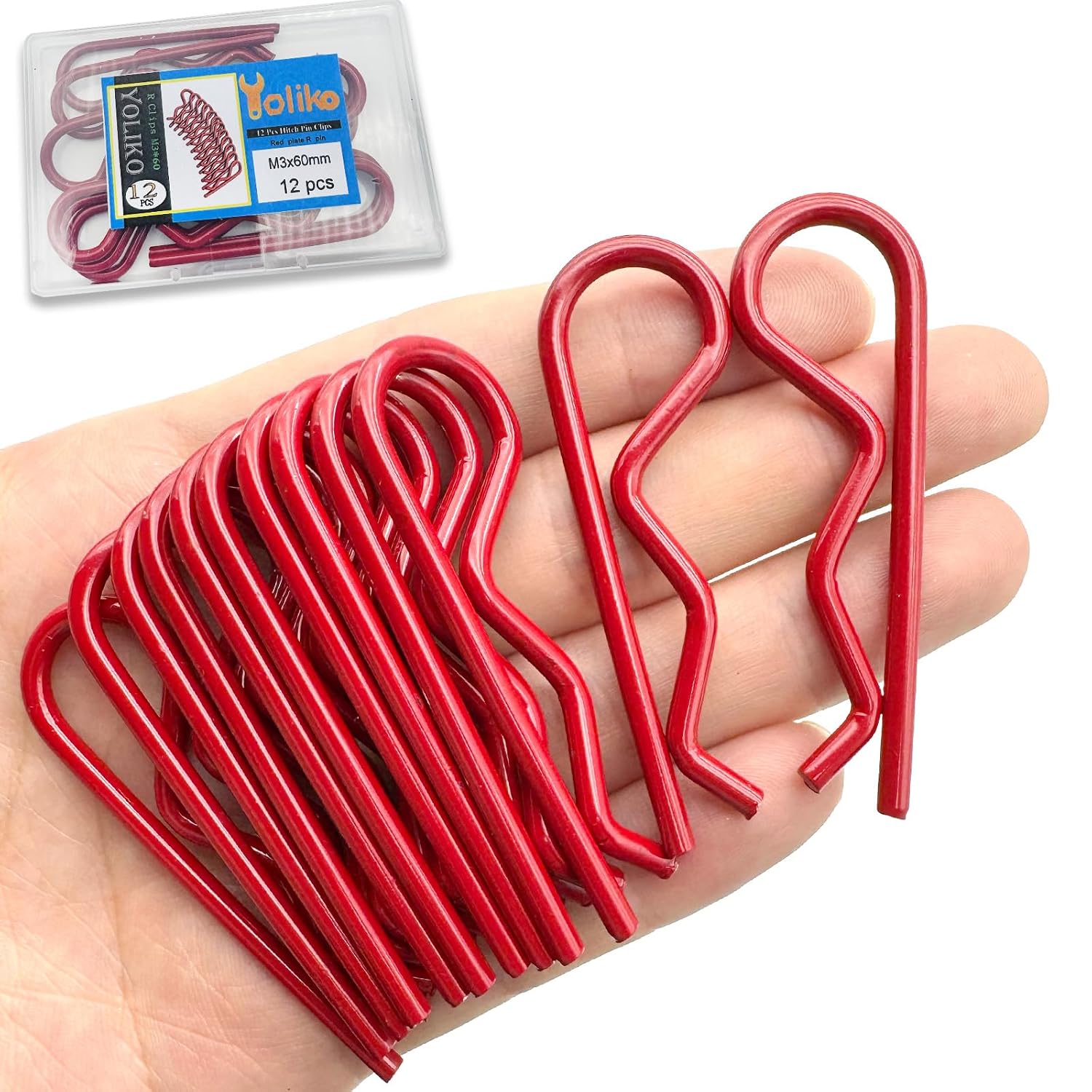 12 Pcs Heavy Duty Hitch Pins Clip R Clips Spring Retaining Wire Hair Pins Cotter Pin Strong Spring Tension Large Carter Pin R Clip Large for Trailer Tractor Mower Carts Truck Black zinc M3x60mm