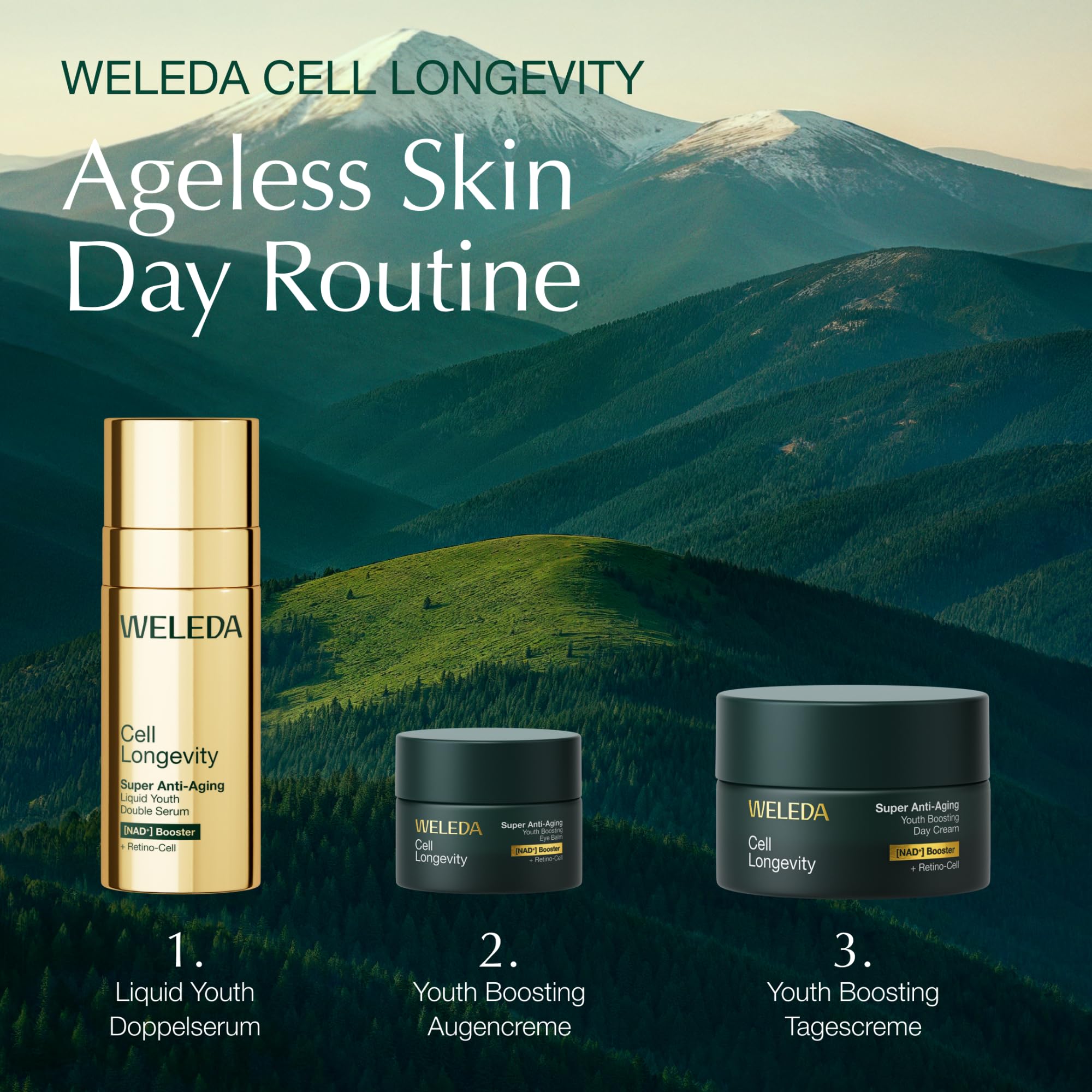 WELEDA Cell Longevity Super Anti-Aging Liquid Youth Double Serum - Gesichtspflege Serum mit [NAD⁺] Booster & [Retino-Cell] mindert die 10 Zeichen der Hautalterung (Naturkosmetik, vegan, 50ml)