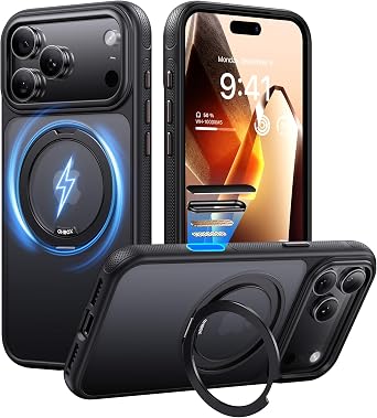 iPhone 17 Pro Max Case with Stand, Strong Magnetic i Phone 17 Pro Max Case | Compatible with MagSafe, Drop Protection 17 Pro Max Cover Slim Translucent Matte Phone Case for iPhone 17 Pro Max
