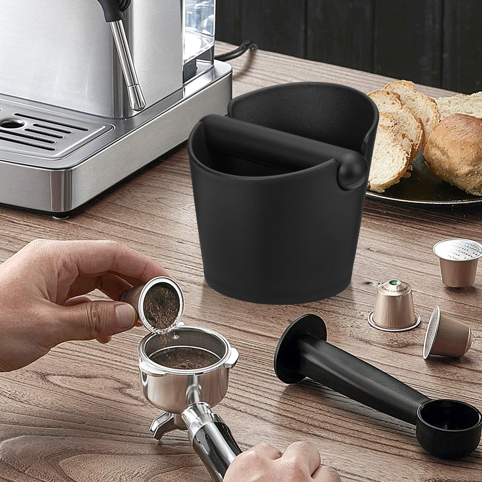 Knock Box Per Fondi Di Caffè Nero - Contenitore Con Asta In Gomma, 10x10x11 Cm Per Bar E Casa - Foto 12