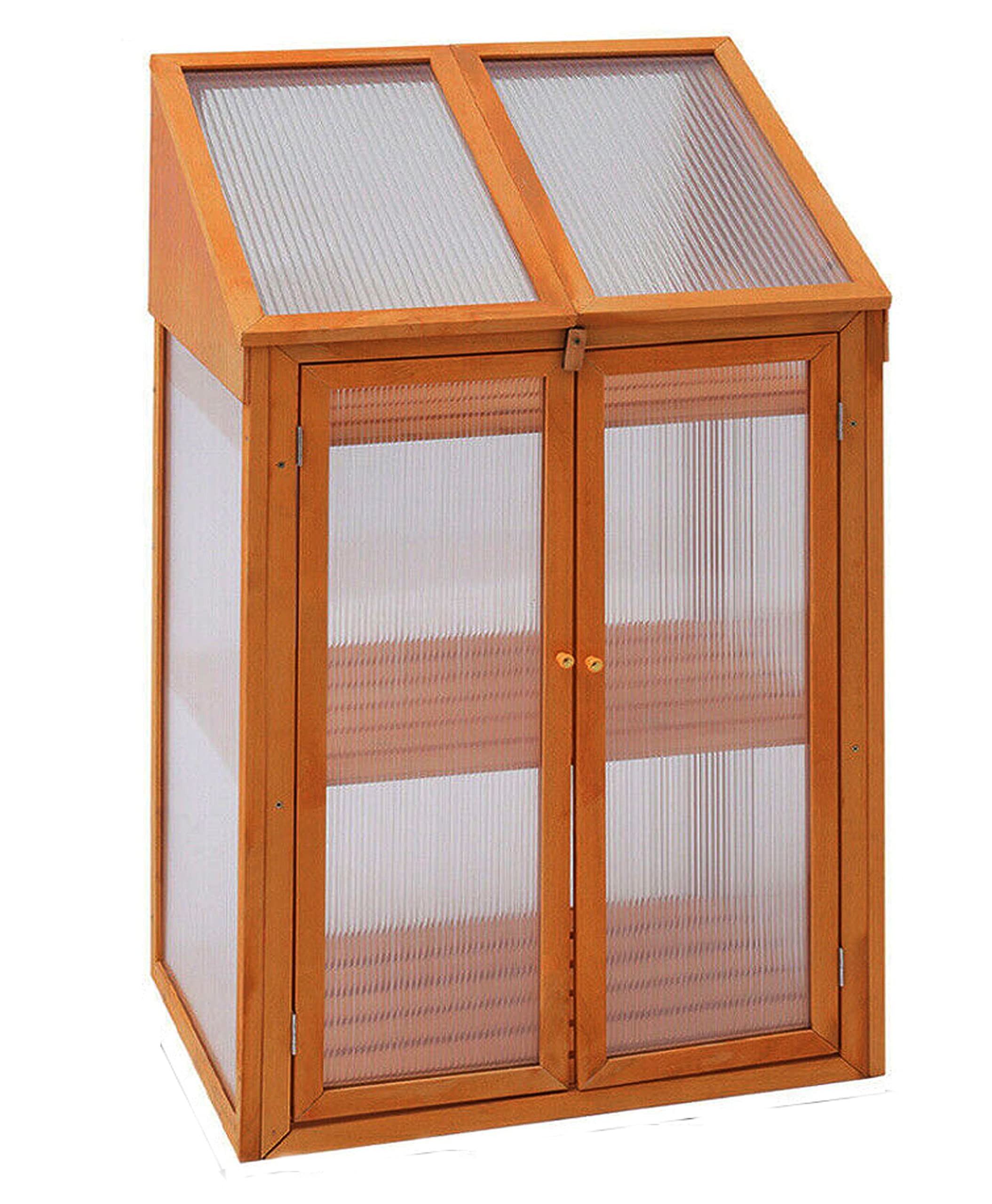 SASONS® LARGE 3 TIER WOODEN GARDEN GREENHOUSE COLD FRAME POLY-CARBONATED TRANSPARENT GLAZING GROW HOUSE OUTDOOR PLANTS’ STORAGE SHELVE UNIT GREEN HOUSE (H120 X L69 X W51 CM)