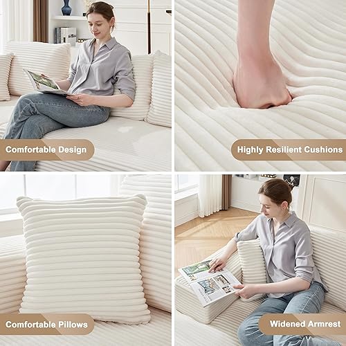 Miniatura 6 de Cloud Sofá modular de 110 pulgadas, sin marco, para sala, con asiento profundo, cómodo esponjoso con diván en forma de L, sin montaje (diván