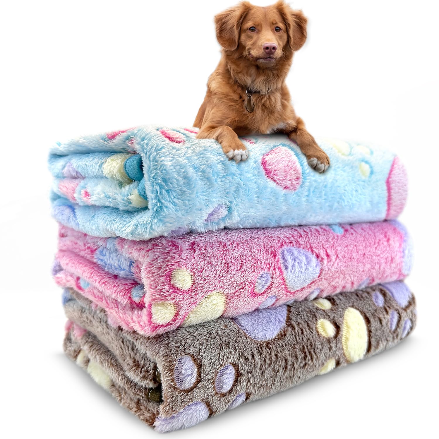 Dog Blankets Washable, 3 Pack Dog Blanket Washable 30" x 20", Fuzzy Soft Pet Mat Throw Cover for Kennel Crate Bed, Blankets for Dogs, Pet Blanket