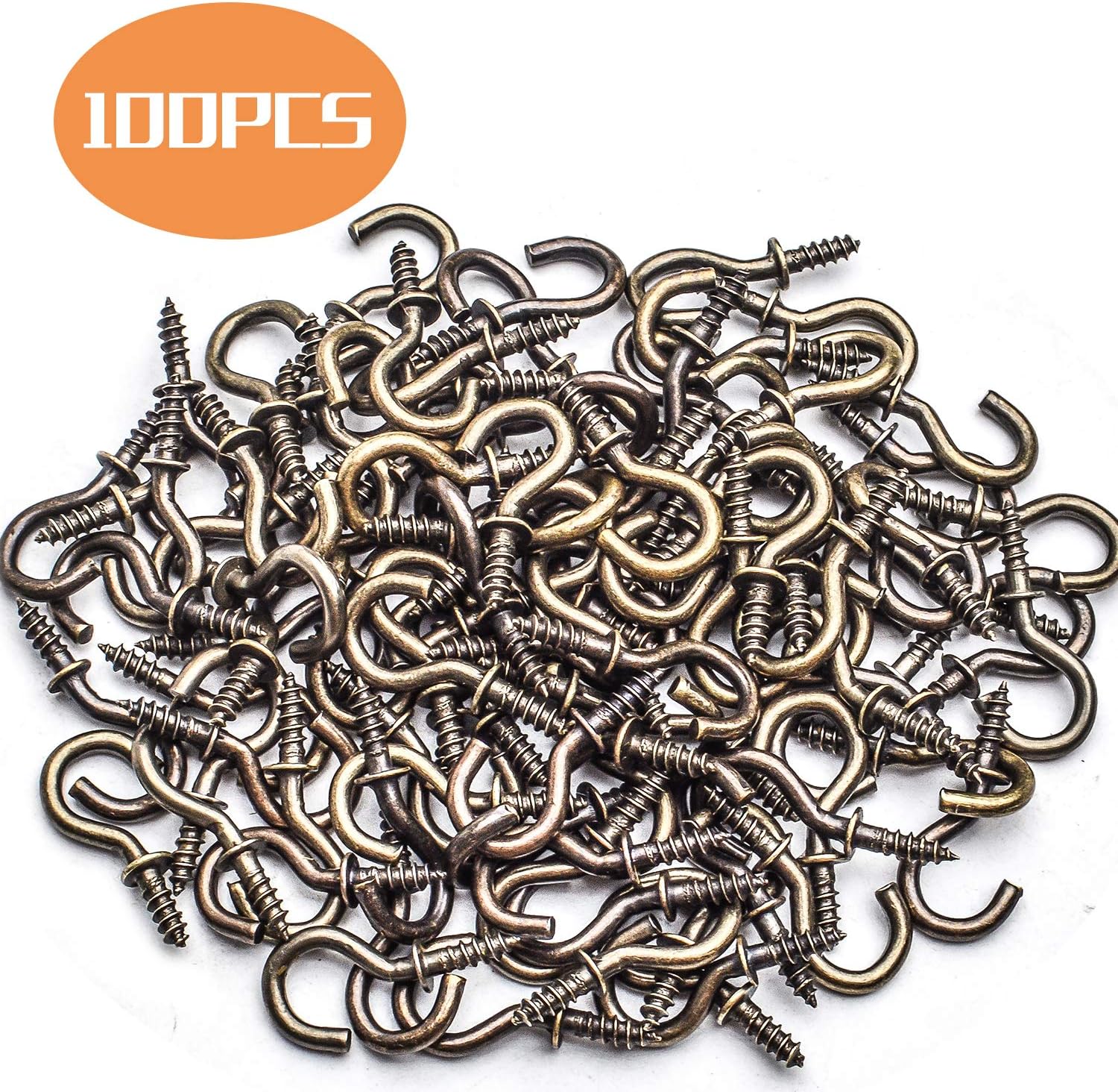 Aylifu 100pcs 1/2inch Bronze Mini Cup Hooks - Screw-in Ceiling & Jewelry Hooks for Indoor & Outdoor Use image 2