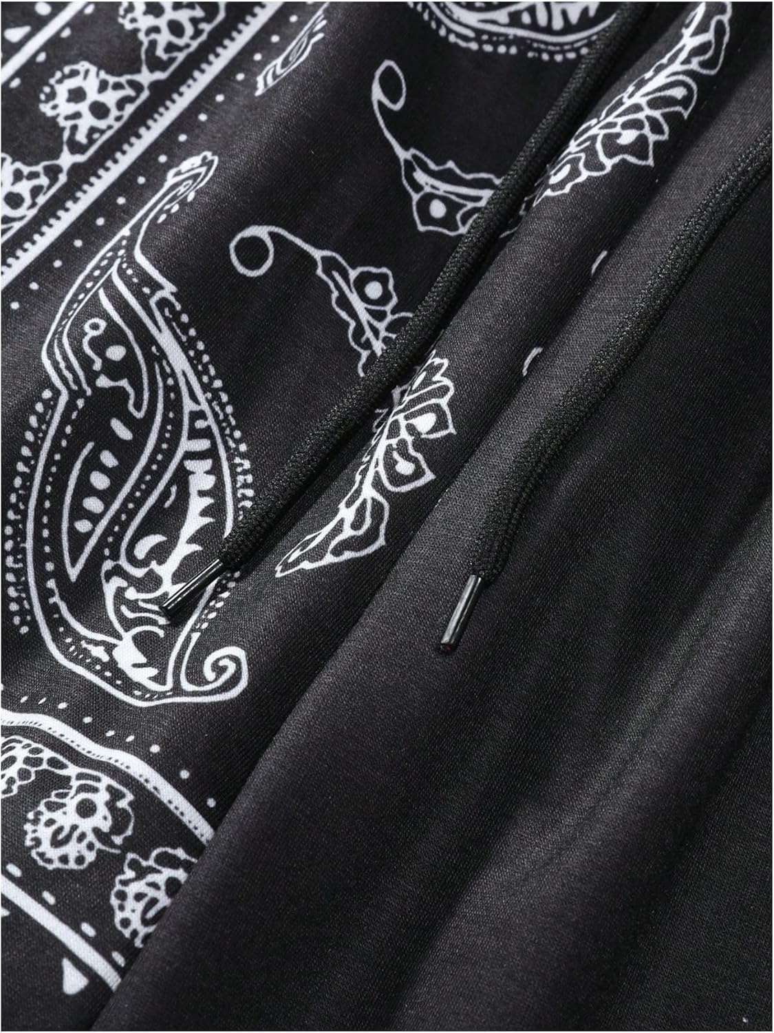 OYOANGLE Men's 2 Piece Outfits Boho Paisley Print Short Sleeve Top and Drawstring Shorts Set Tracksuits - Image 4