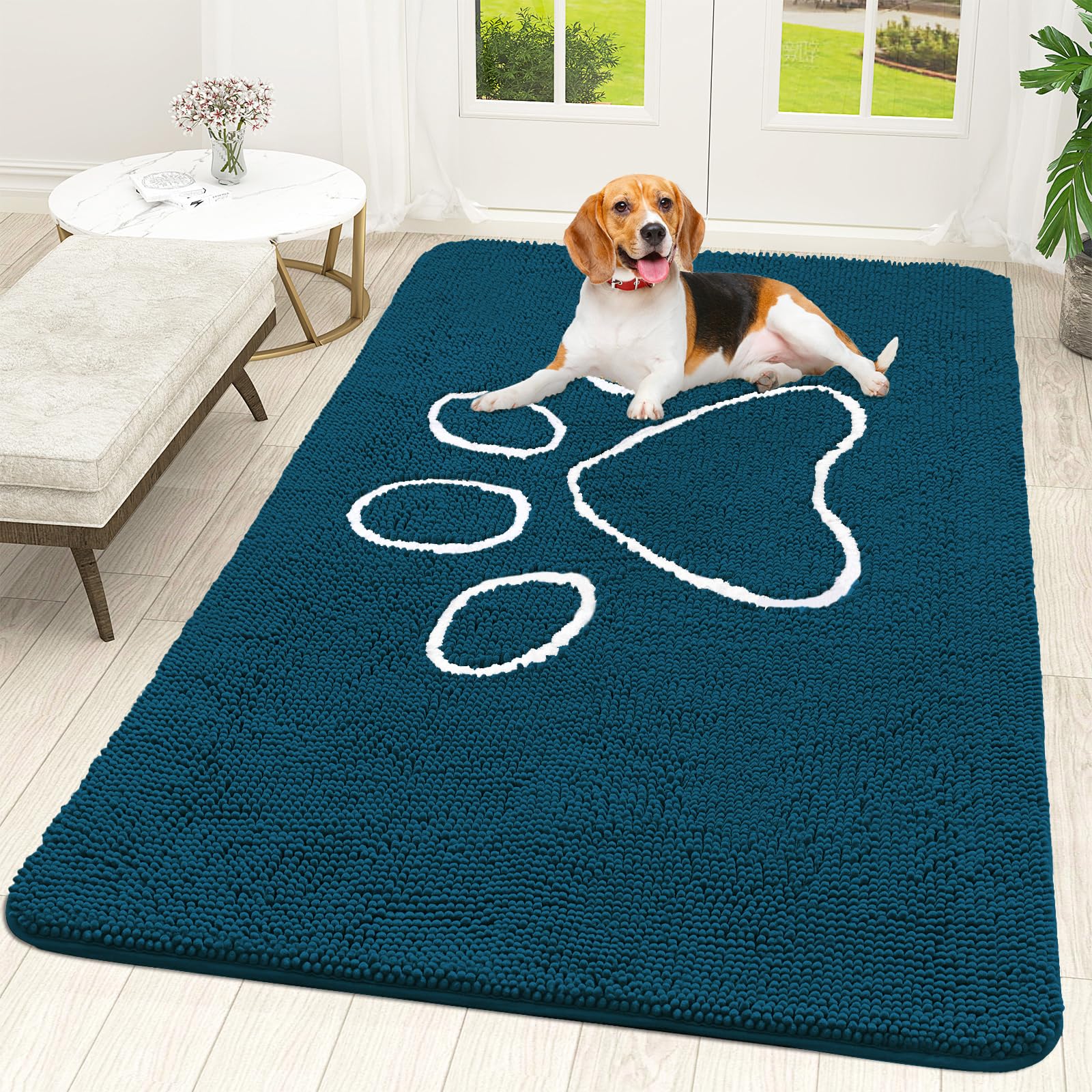OLANLY Door Mat for Muddy Dog Paws 70x46, Absorbent Chenille Mud