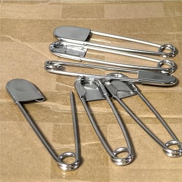 5 Large Safety Pins (Upgraded), 6PCS Jumbo Stainless Steel Safety Pin for Clothes Leather Canvas Blankets Crafts Skirts Kilts, Extra Large Safety Pin Heavy Duty SafetyPins (Silver)