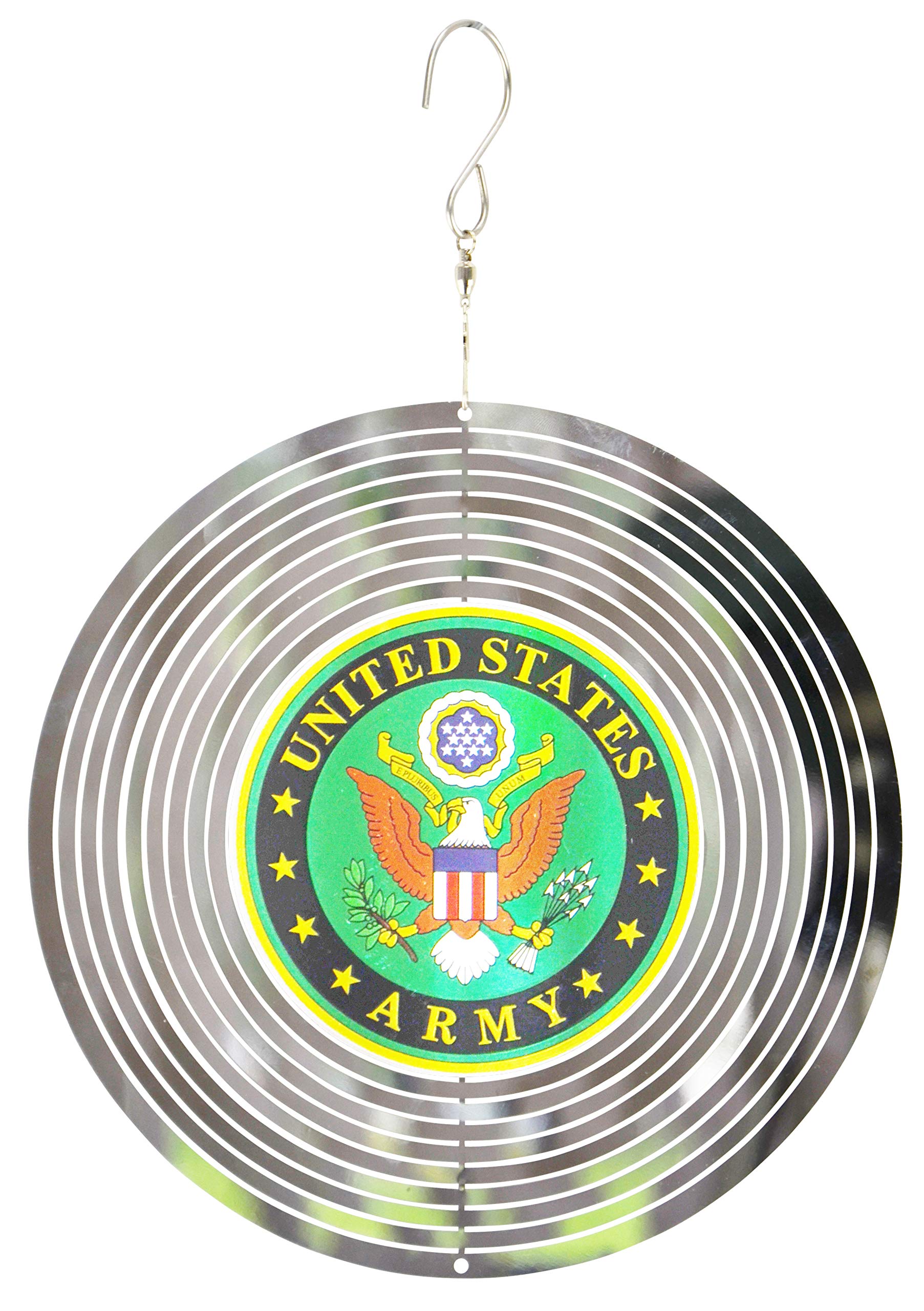 Red Carpet Studios 35011 Officially Licensed Stainless Steel Geo Wind Spinner, Army, 8 inch