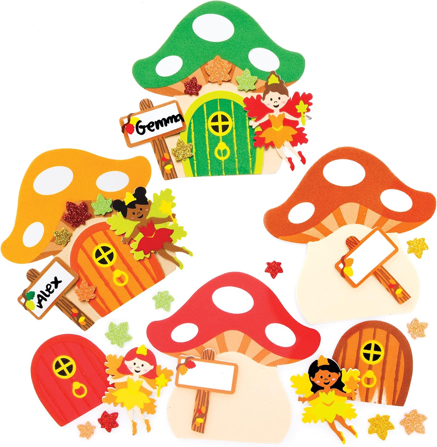 Baker Ross FE654 Autumn Fairy Door Decoration - Set of 4 Fairy Decorations for Children, Autumn Crafts