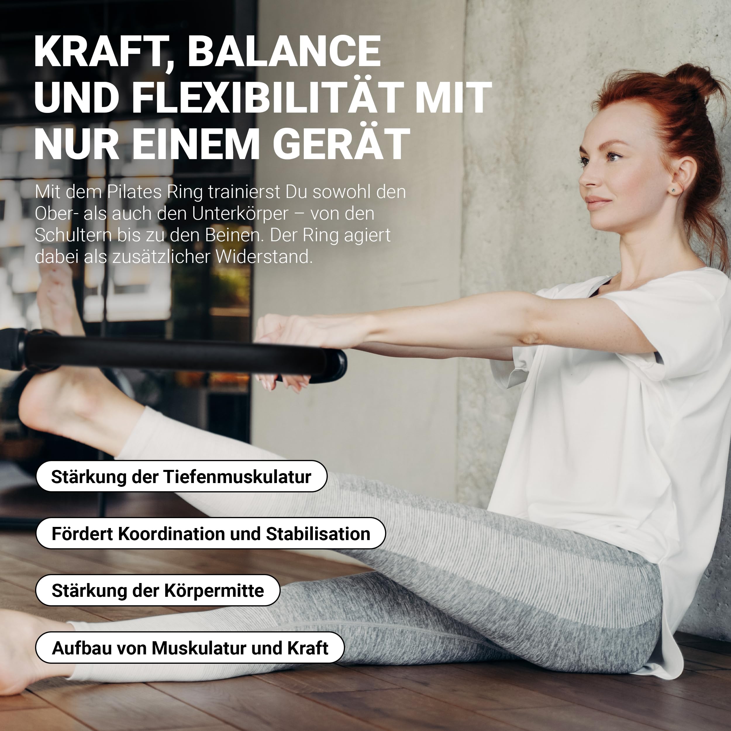 MSPORTS Pilates Ring Premium – Widerstandsring für Pilates, Yoga & Ganzkörpertraining – Toning Ring mit Griffen für Core, Beine & Stretching