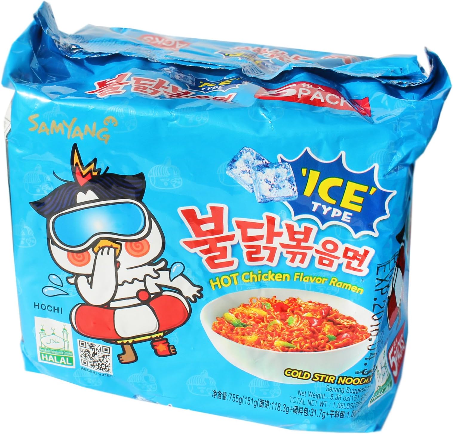 Samyang ICE Type Buldak Spicy Roasted Hot Chicken Ramen Cold Stir Noodle 5 Pack