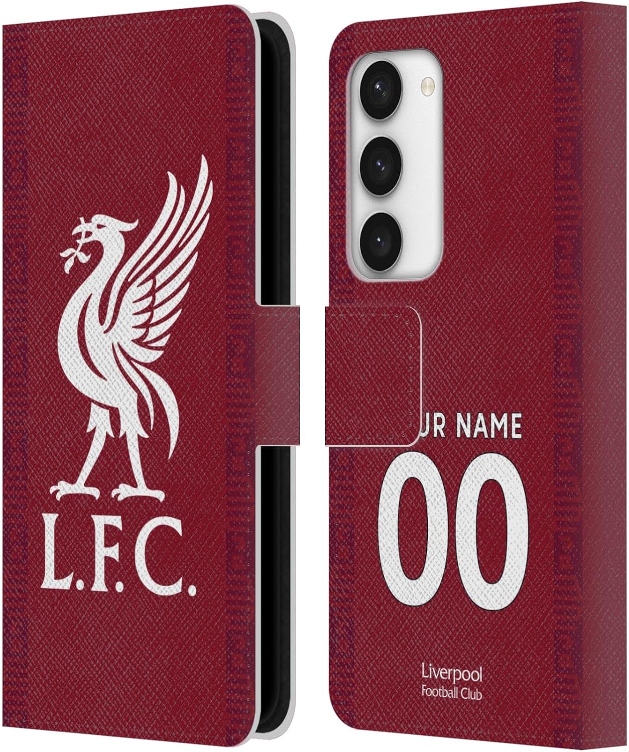 Head Case Designs Officially Licensed Custom Customized Personalized Liverpool Football Club Home 2022/23 Kit Leather Wallet Case Compatible with Samsung Galaxy S23 5G