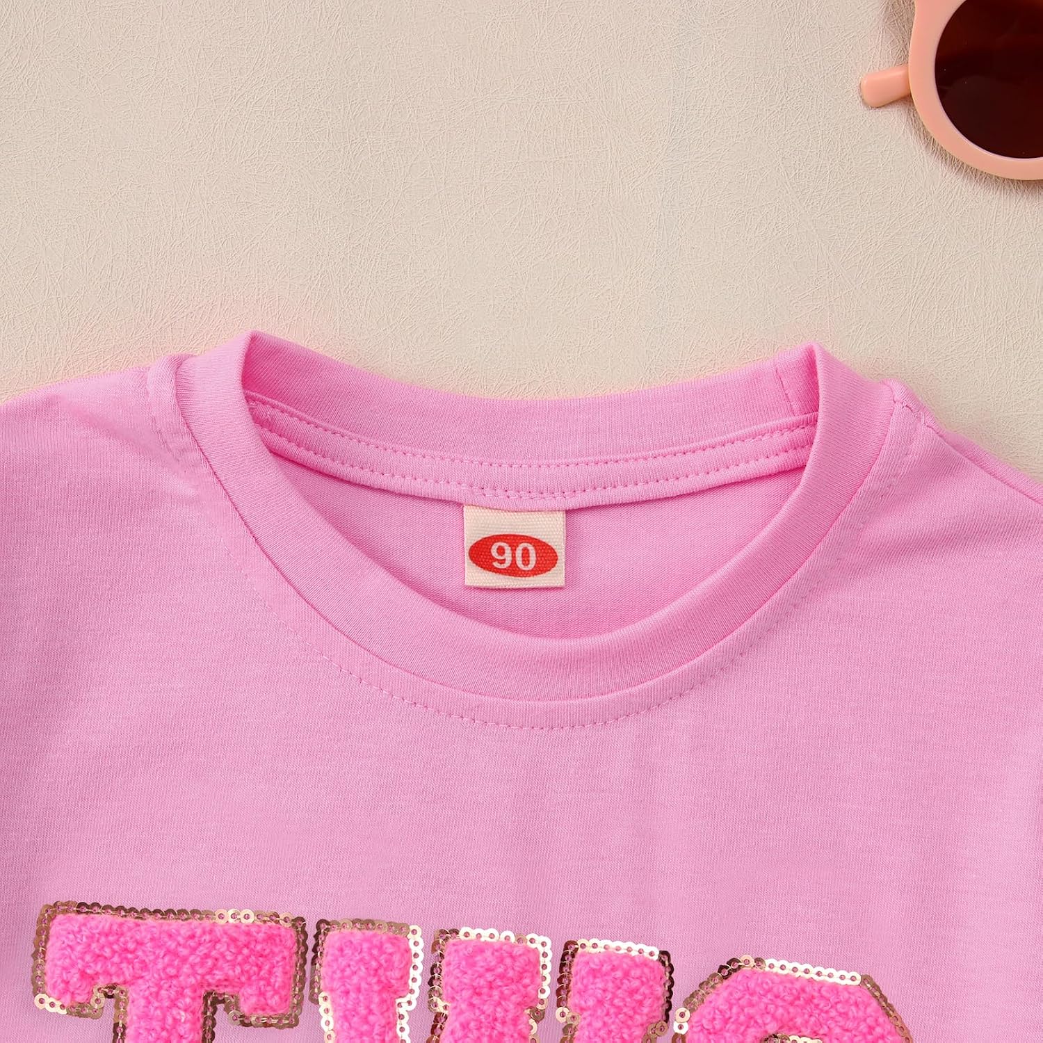 Ritatte Toddler Baby Girl Birthday Shirt Sequin Glitter Numbers Embroidery T-Shirt Outfit Chenille Patch Gift Tee Tops 1-4T