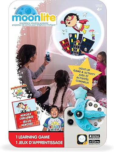 Vista 2 de Moonlite Storytime - Ryan's World - Desafío de memoria - Una lectura mágica juntos - El proyector se vende por separado - Disco de historia digital