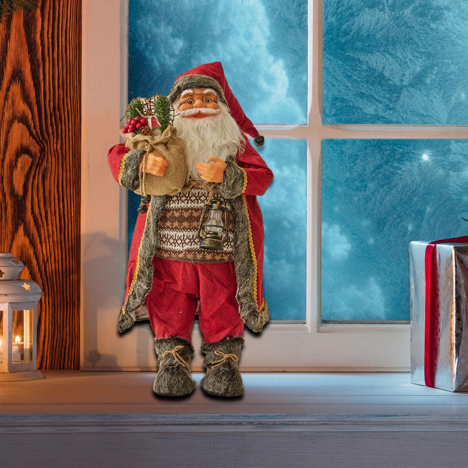 Harilla Stehende Weihnachtsmann-Puppe, Weihnachtsdekoration, Geschenk für Freunde, Schreibtisch-Ornament, Weihnachtsmann-Figur für das Wohnzimmer im, 60cm