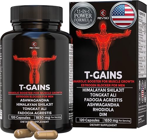 Refuerzo anabólico para el crecimiento muscular, refuerzo de prueba T-GAINS y bloqueador de estrógenos para hombres, suplemento de refuerzo de