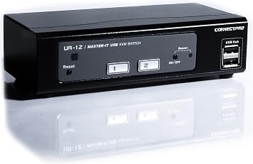 ConnectPro UR Series Kit USB VGA KVM Switch w/DDM & Multi-hotkey 2 Port, 10 ft