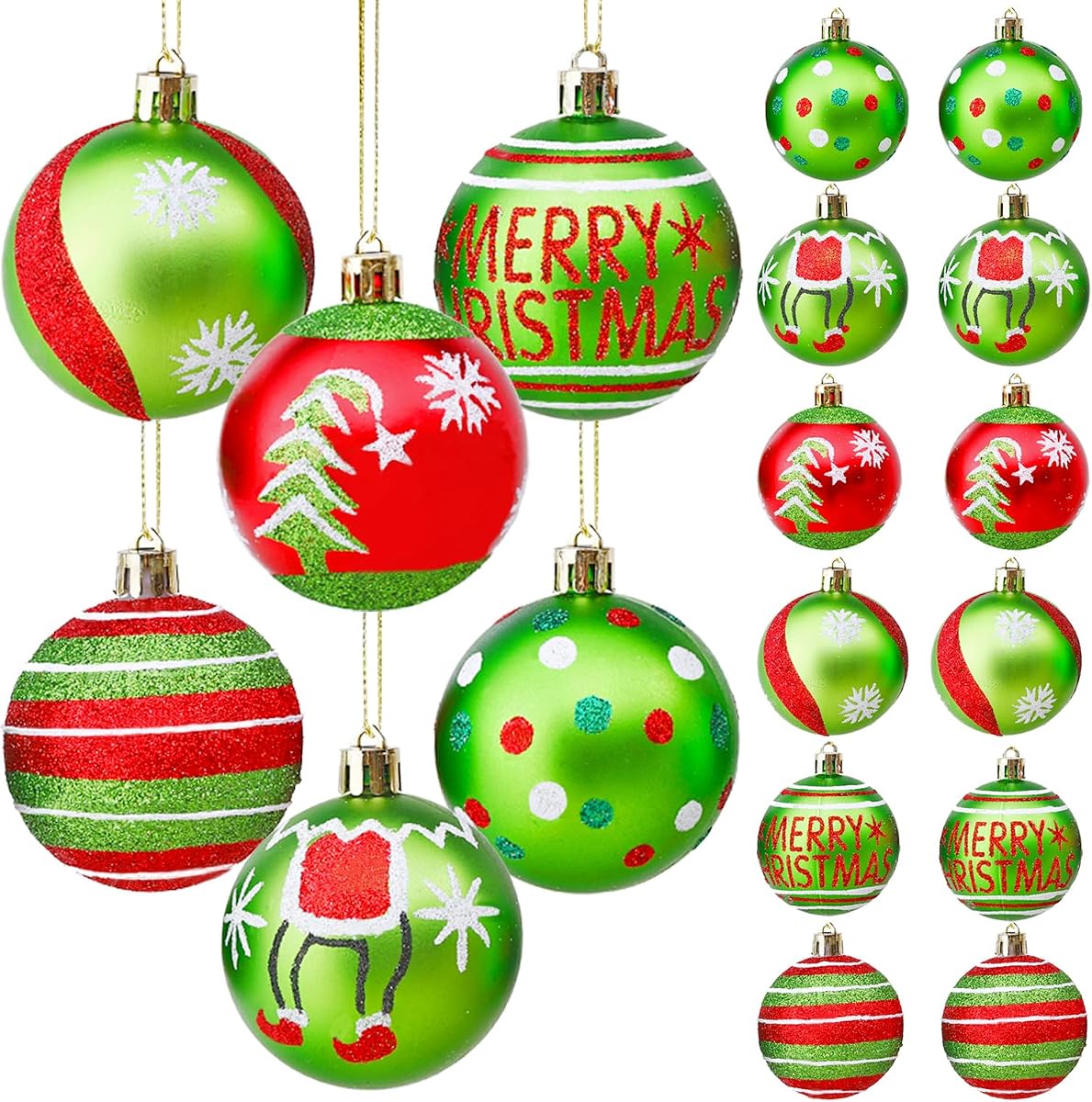 12 piezas de adornos de bolas de Navidad de 2,4 pulgadas, decoraciones colgantes de plástico brillante para colgantes de decoración de árbol de Navidad